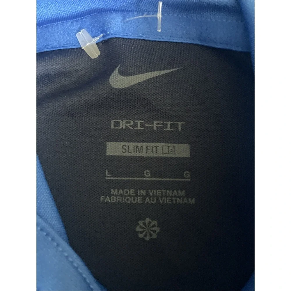 Nike Dri-FIT Blue Pullover Hoodie Mens L Polyester Swoosh Slim Fit